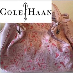 COLE HAAN EMBROIDERED PINK LEATHER BAG